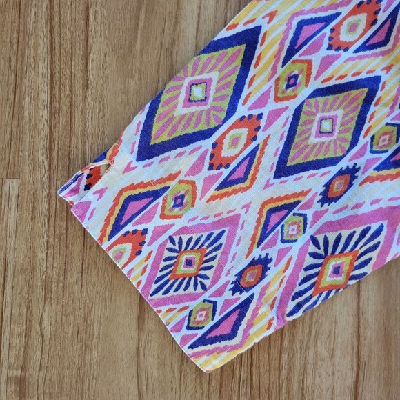 Chicos Top Shirt Womens Large Pink Linen Southwest Button Front Casual Career - Picture 7 of 16